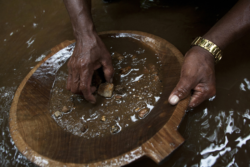 Mr. Candido Moyano, 49, mines for Coltan stones at a place he baptized as ¨Cerro Timoteo¨, Guanía, Colombia.